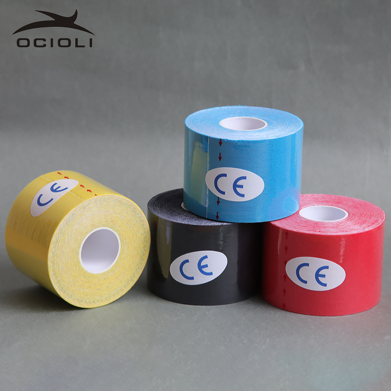 

4 Roll 5cm X 5m Sports Kinesiology Tape Roll Cotton Elastic Adhesive Muscle Bandage Strain Support Football, Yellow