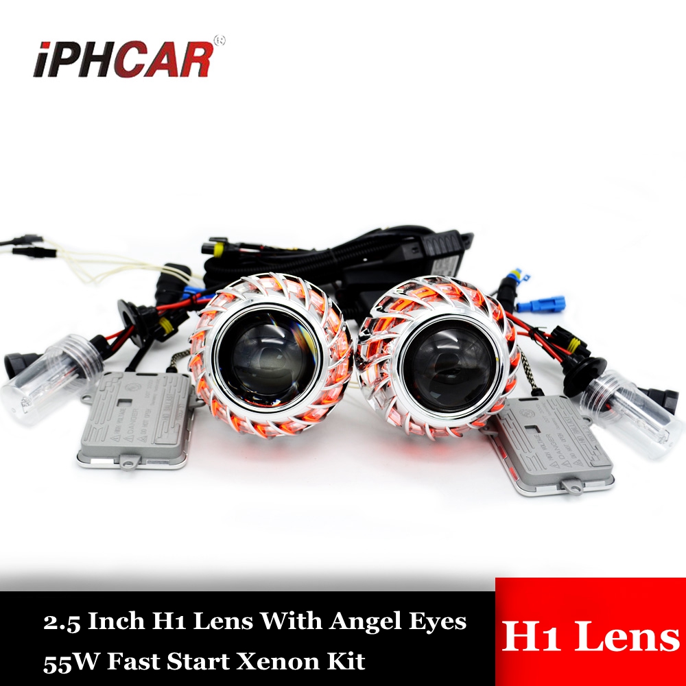 

2.5inch mini h1 Bixenon hid Projector lens led day running white angel eyes H1 H4 H7 retrofit car assembly kit