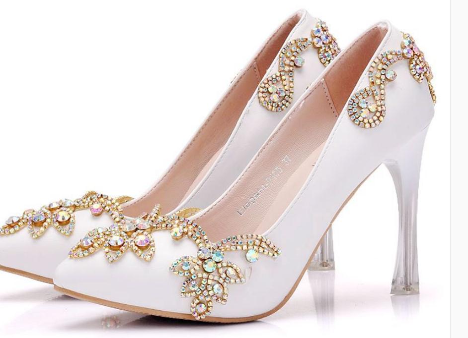

2019 Women's shoes in Spring and Autumn with New style High heel fine heel pointed end@KL342, White