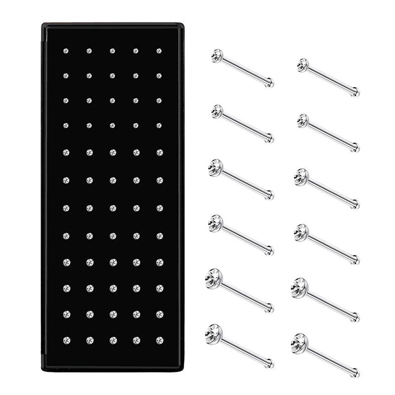

60pcs Stainless Steel Nose Studs Rings Piercing Pin Body Jewelry 1.5mm 2mm 2.5mm