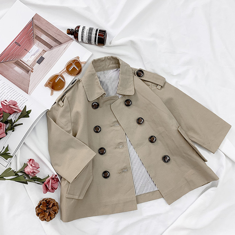 

Autumn Winter Children's Trench Long Sleeve Fashion Kids Jacket Korean Style Baby Boys Clothes Trench Coat For Boys Windbreaker, Khaki