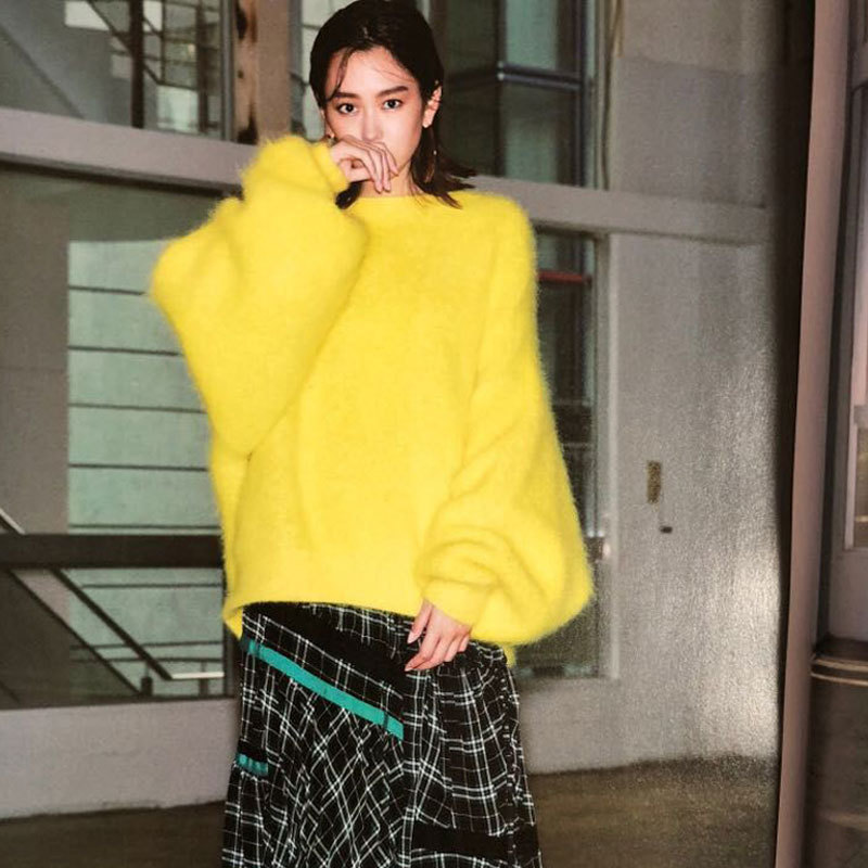 

2019 Autumn New-style Sweet Pure-color Pure and Pure-color Pullover Hair Sweater Women, Beige