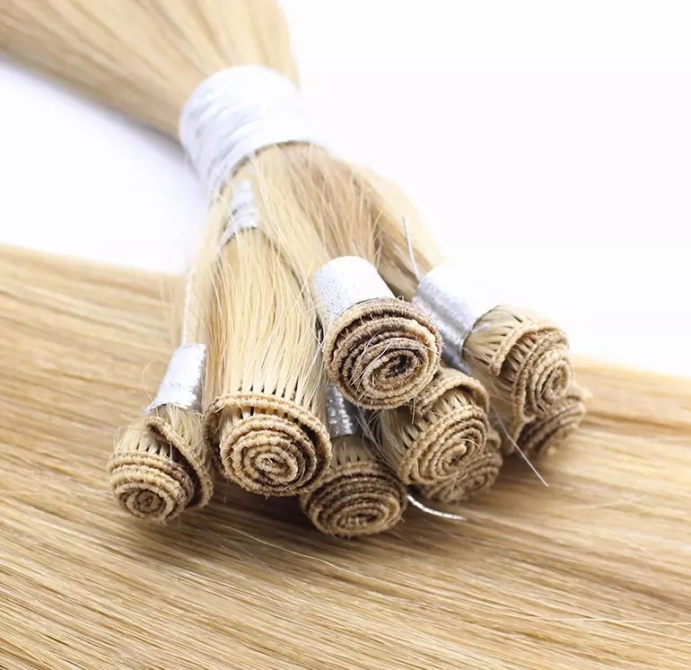 

Russian Hair Cuticle Aligned Remy Hair Hand Tied Weft Hair Extension 8pieces/set 100grams Light Color and Dark Color