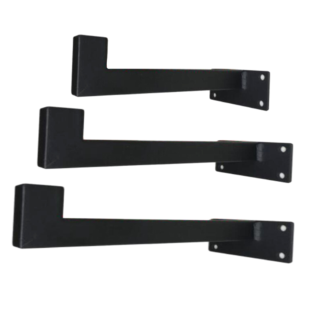 

20 25&30cm 3pcs industrial black iron shelf brackets for steampunk floating shelf bracket wall mounted