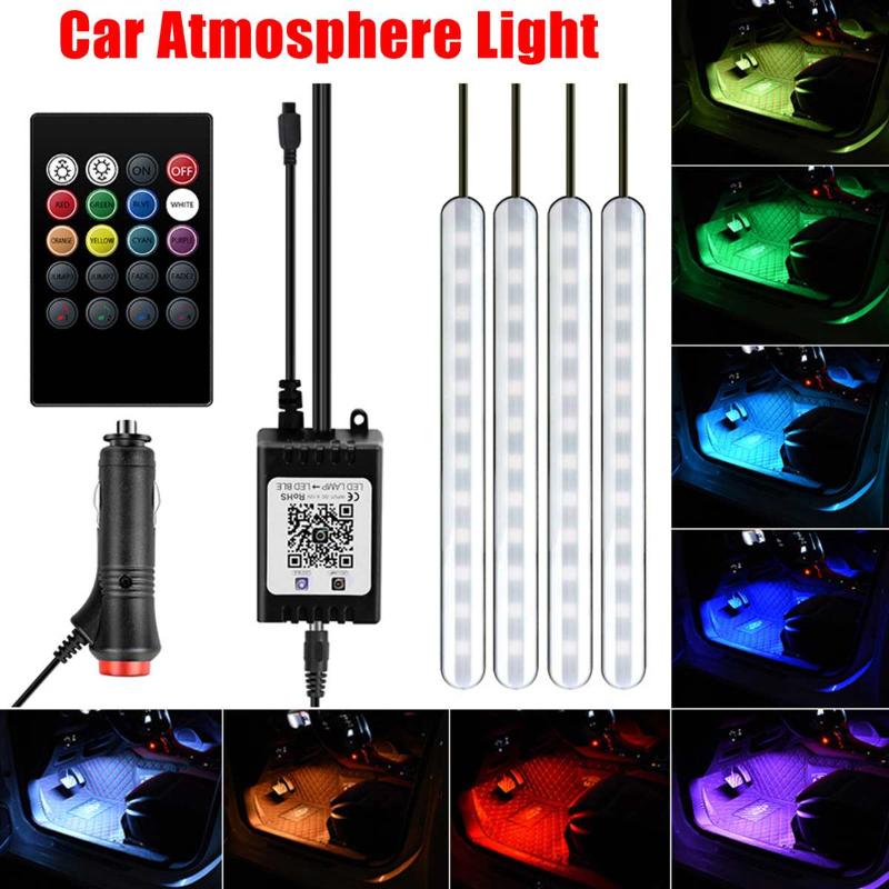

Car Foot Light LED Ambient Lamp With USB Wireless Remote Music Control Multiple Modes car accessories Interior Decorative Lights