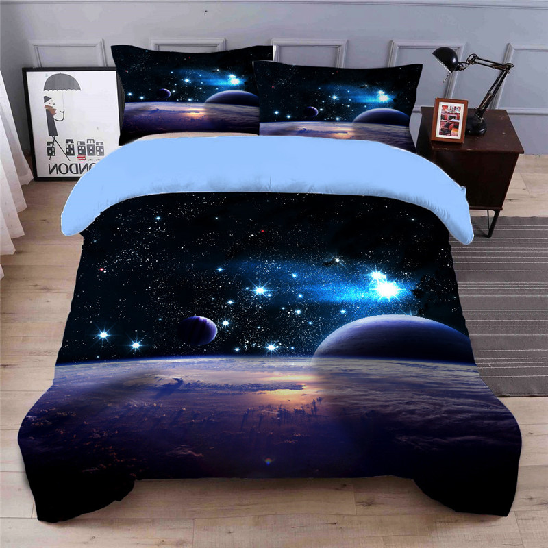 

Outer space Galaxy 3D Printing Never Fade Quilt cover with 2 Matching Pillow Covers and bed sheets  Full Queen King size, 3d bedding set1