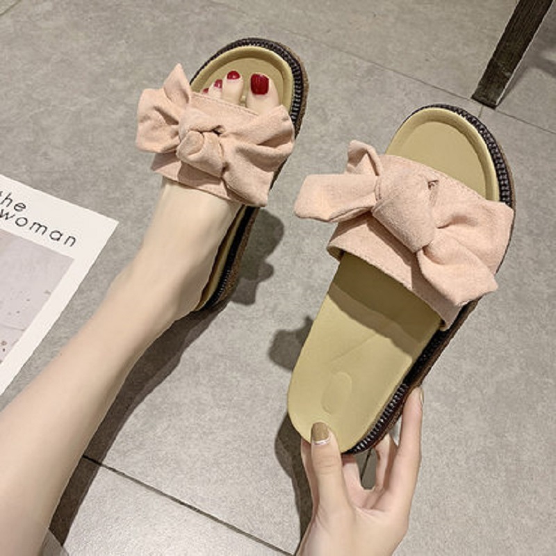 

Beach slippers female 2020 new Korean version of summer wear sandals thick bottom fashion wild beach sandals and slippers, Pink