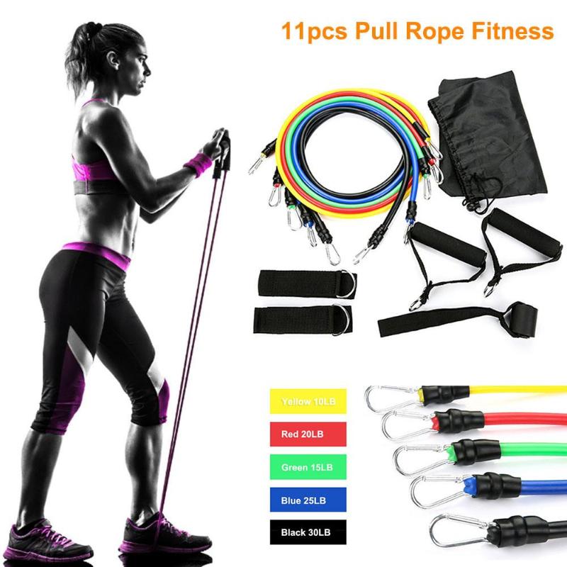 

11PCS/Set Multi-functional Resistance Bands Set Indoor Fitness Exerciser Bands Set Yoga Latex Resistance Pull Rope, As pic
