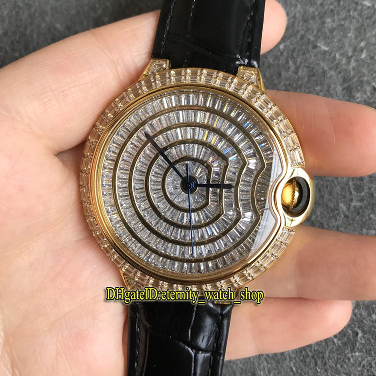 

Top version HPI00511 WE902012 Gypsophila Diamonds Dial Japan Miyota 9015 Automatic Mens Watch Diamond Case Leather Strap Iced Out Watches, Box