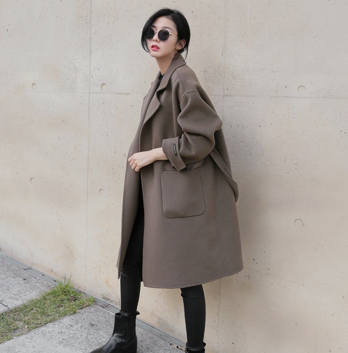 

Women ' fashion woolen jacket Women'  long section Han Fan Wazi coat winter fashion, Gray