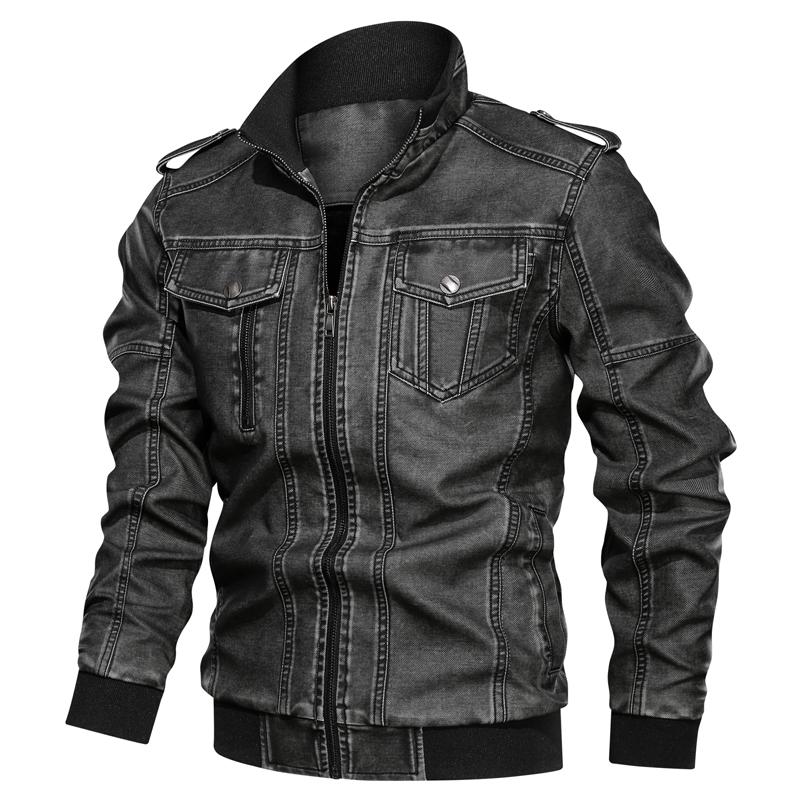 

2020 Autumn Winter Men 'S Leather Jackets New Casual Motorcycle Pu Slim Fit Jacket Leather Coats Men Stand Collar Plus Size M 6x, 812hei