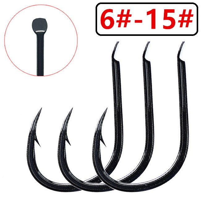 

200pcs 6#-15# Black Ise Hook High Carbon Steel Without Hole Barbed Fishing Hooks Fishhooks Fishing Tackle e-025