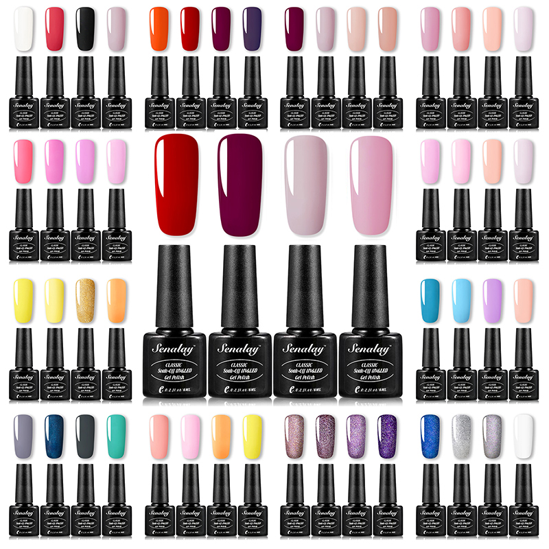 

SENALAY Nail Gel Polish Set 4PCS/6PCS Kit Semi Permanent Soak Off Base Top Coat For Manicure Hybrid Varnishes Nail Art