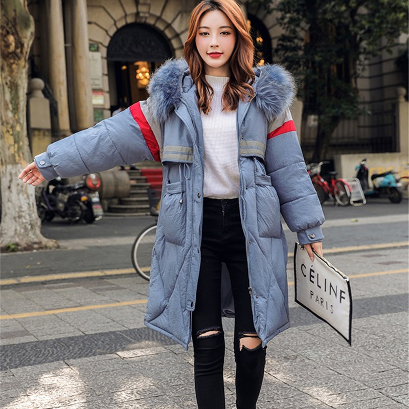 

2019 Winter New Parkas Jacket Women Korean Hooded Fur collar Down cotton Jackets Women's Casual Thick Warm Cotton Jackets F1070, Dark green