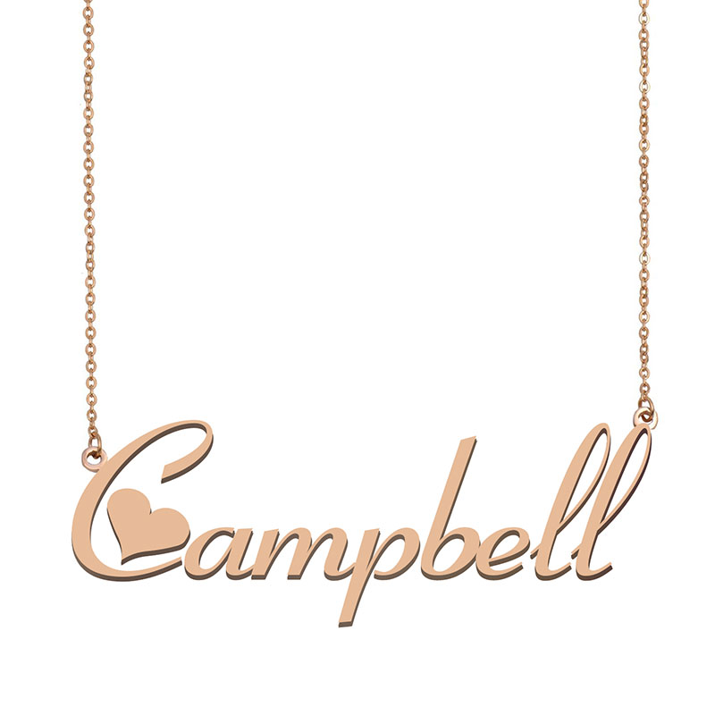 

Campbell Name Necklace Pendant for Women Girls Birthday Gift Custom Nameplate Kids Best Friends Jewelry 18k Gold Plated Stainless Steel, Silver
