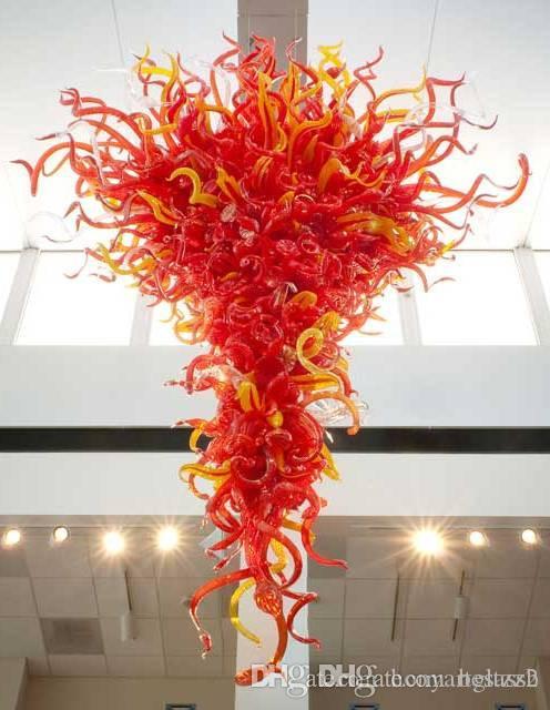 

Free Shipping 100% Mouth Blown Borosilicate Brilliant Modern Chandelier Lighting Long Size Murano Glass Art Pendant Lamps
