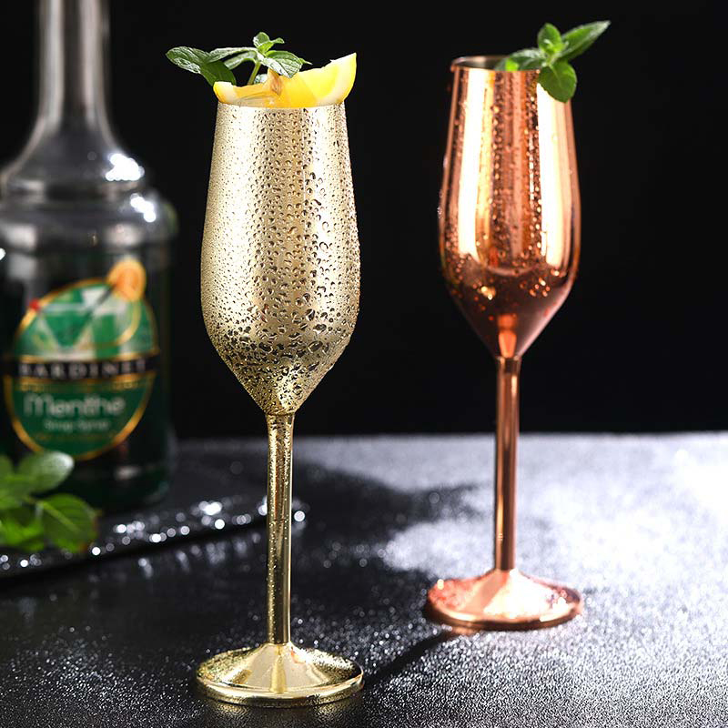 

Red Wine Glasses Silver Rose Gold Stainless Steel Goblet Juice Drink Champagne Goblet Party Barware Home Kitchen Drinking Tool 200ml
