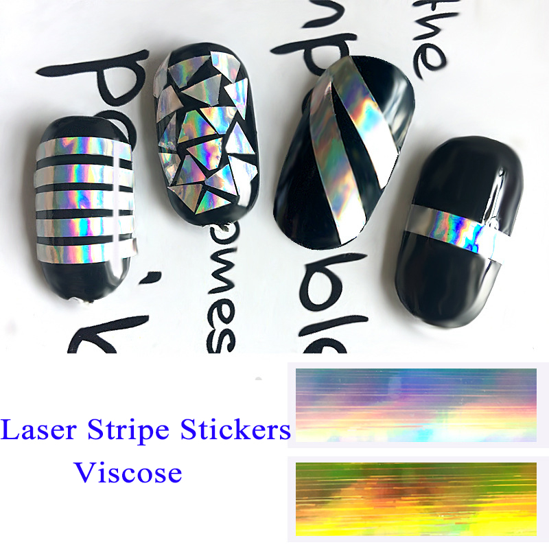 

2sheet 11*5.2cm Gold/Silver Laser Adhesive Striping Tape Wide Line DIY Nail Art Tips Strip Sticker Decal Decoration Kit, Silver 3sheet
