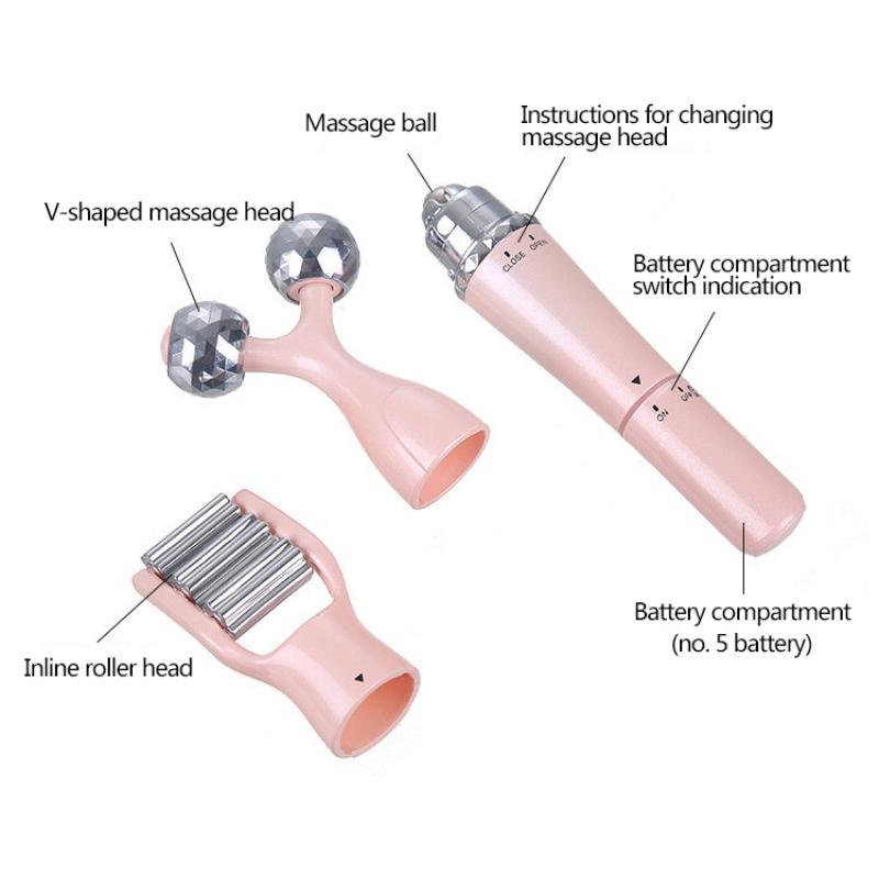 Electric 3D Roller Facial Massager For Beauty Firming Skin Smooth Fine