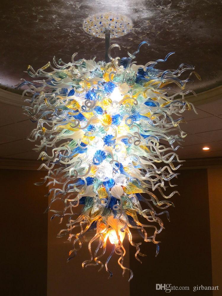 Multi Color Lamps Chandeliers Pendant Lamp for Art Decoration LED Light Source Hand Blown Glass Chandelier Lighting-image-490106711