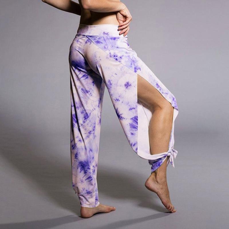 

Women' Tie-dye Harem Pants Side Slit Jogger Yoga Pants Hippie Beach Sweatpants Casual Workout Beach Pant Activewear, Blue