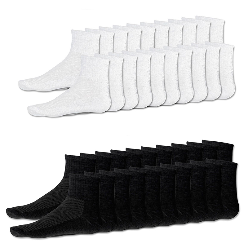 

20 x Pairs Mens Cotton Rich Sport Socks Work Sports Socks Size 6-10 White & Black, Black10white10