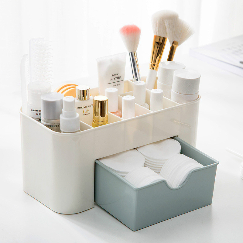 

Plastic Makeup Organizer MakeUp Brush Storage Box with Drawer Cotton Swab Stick Storage Case Escritori organizador de maquillaje
