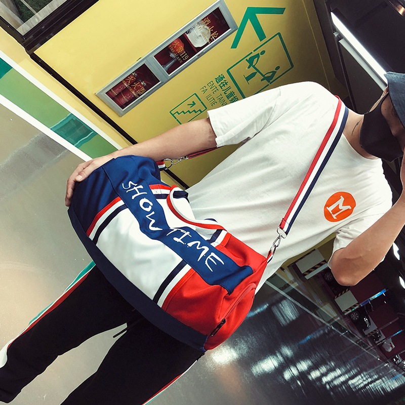 

Men and women short-distance travel bags, fashion hand luggage bags, trendy men and women waterproof sports fitness bags, Colorblock
