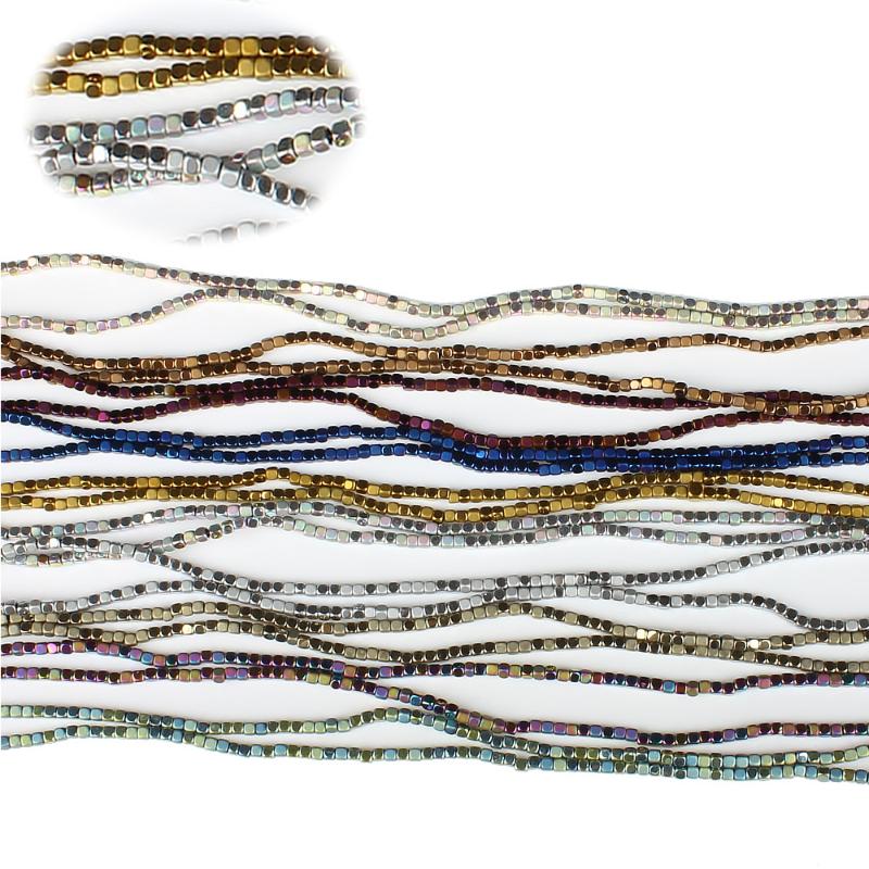 

Natural Stone 1~3mm Colorful Plating Hematite Square Cube Beads Fashion Jewelry Making DIY Necklace Bracelet Earring Accessories