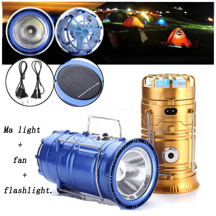 

Summer solar lights Powered With Fan Portable USB Phone Charge LED solar Lighting Flashlight Hand Lantern Outdoor Camping Hiking led lights