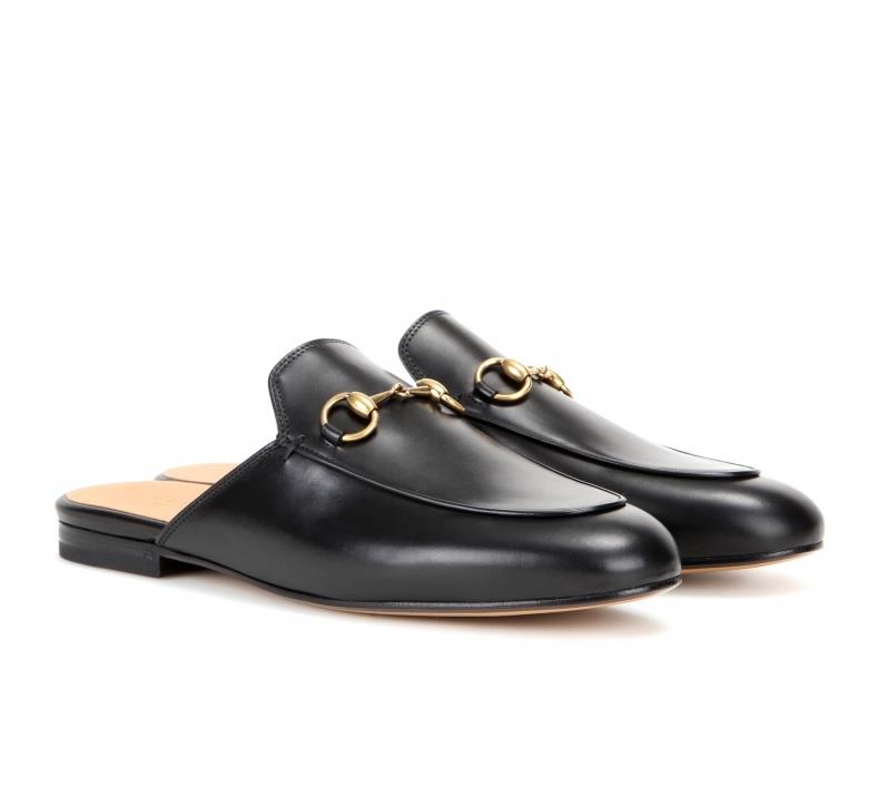 

Mullers leather half-wrapped flat soled Horsebit slippers Italian classic fairy summer leisure wear mules sandals outside genuine leather, Black