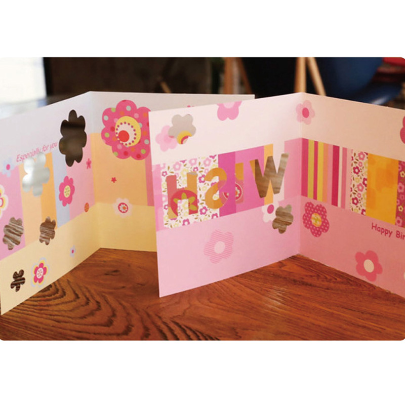 

Greeting Cards for Happy Birthday Party Blessing Message Postcards Gift Card Multicolor Printing Hollow Flowers Plant