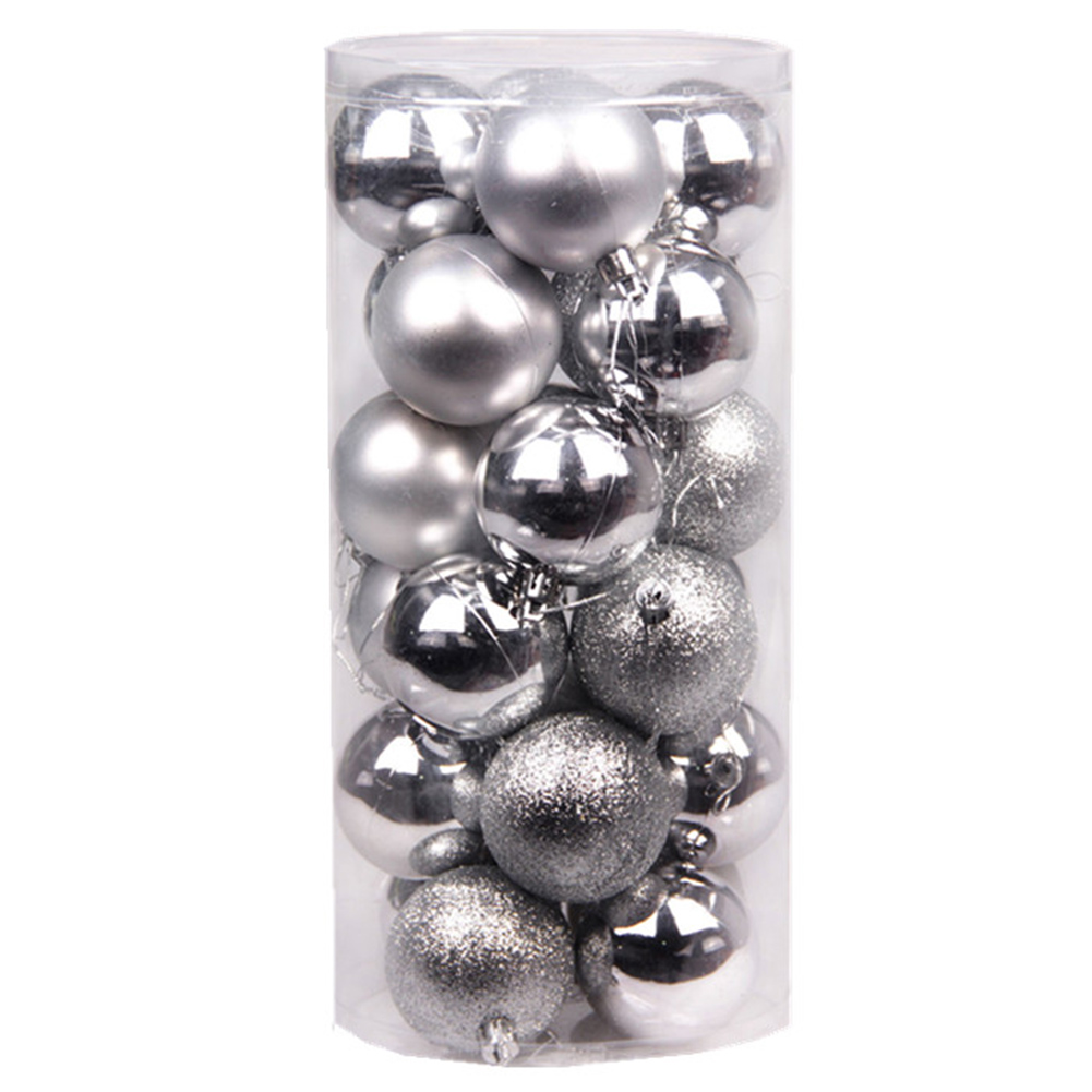 

Christmas Decoration Balls, 24Pcs Christmas Xmas Tree Ball Bauble Hanging Home Party Ornament Decor Silver As Shown