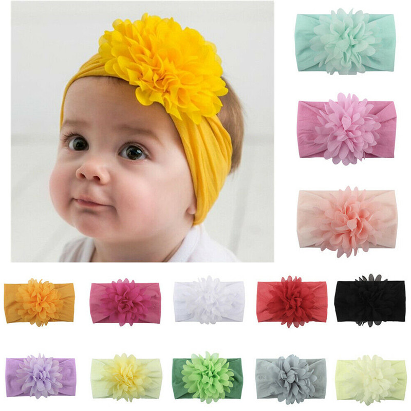 

Infant New born Baby Girls Hair Band Headband Flower Elastic Headwear