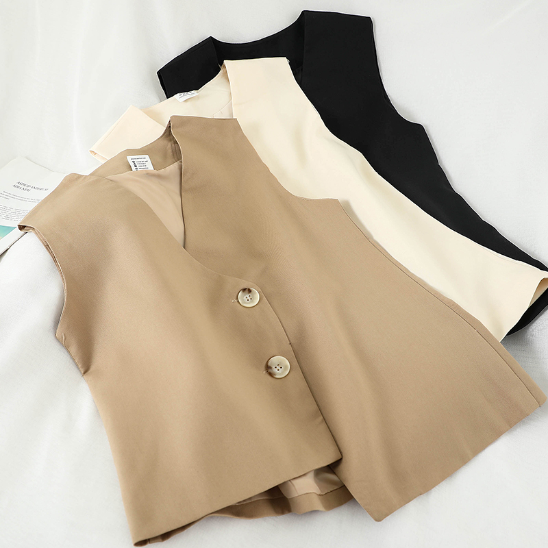 

Korean New chun qiu kuan 2020 Irregular Kahki Hem Vest Tops Handsome Thin Loose Vest, Black