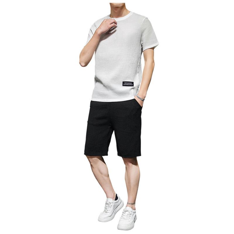 

2020 Summer new short-sleeved T-shirt set Ice Silk casual men's fashion all-match handsome T-shirt top shorts men's clothing, Gray