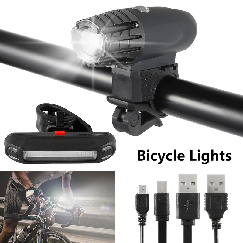 

Bike Lights Bicycle Light Flash Front Light+Taillight Rear For Mountains Seatpost USB Charge Safety Warning