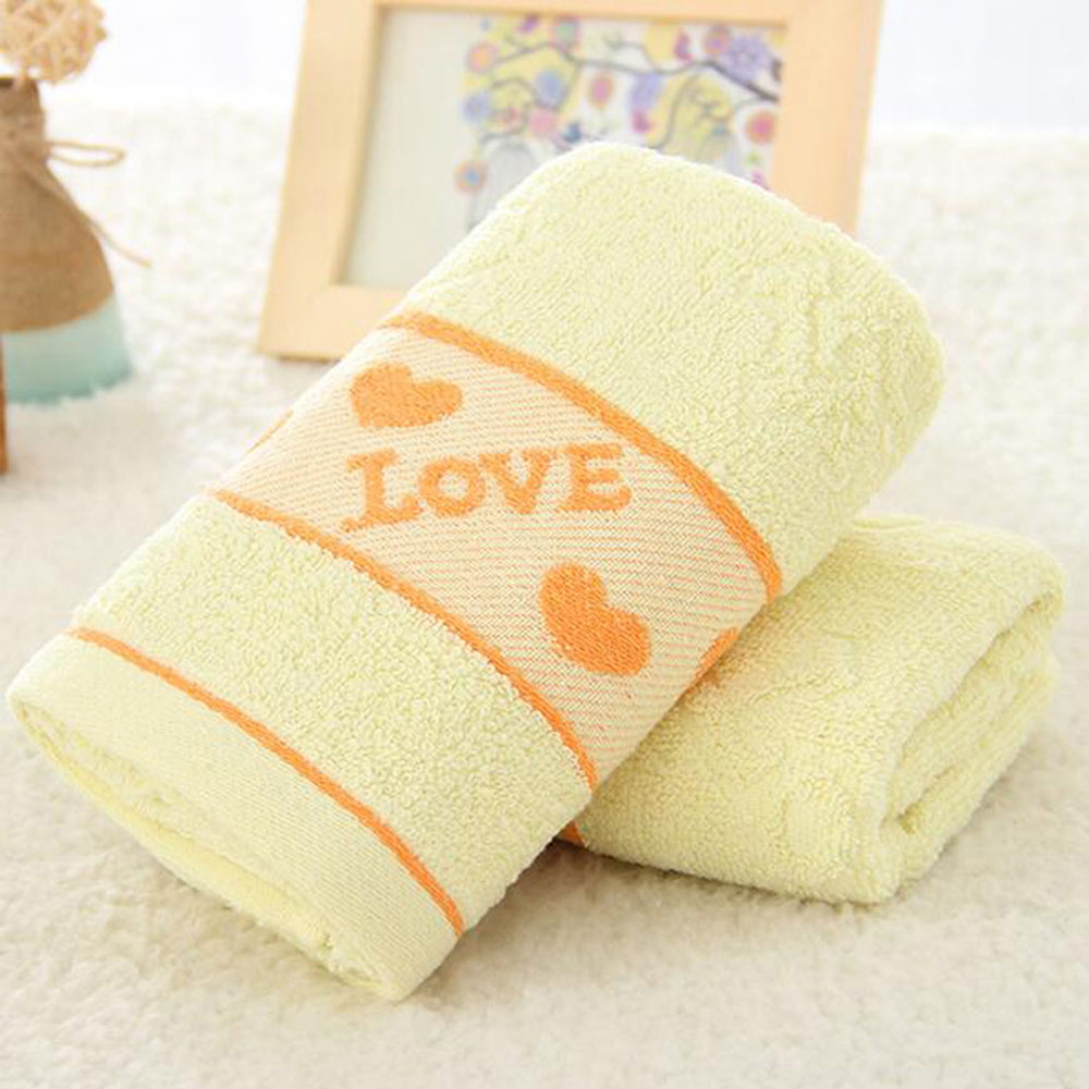 

1Pcs Face Towel 73*33cm Cotton Blends Solid Color Love Pattern Supper Comfy Towel, Pink