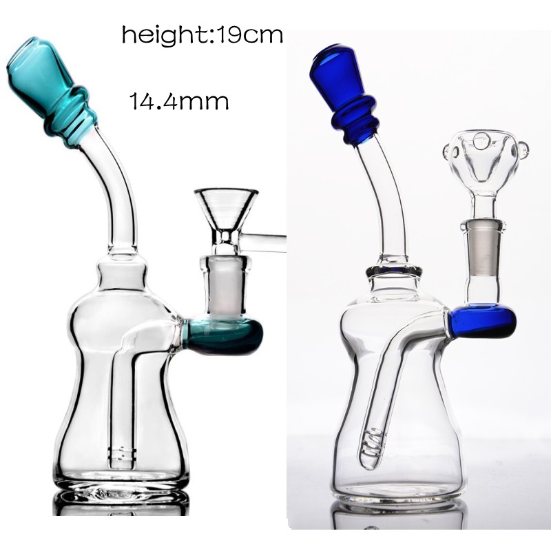 

recycler oil rig Glass Bong 19cm Thick glass Glass Water Bongs dab rigs 14.4mm