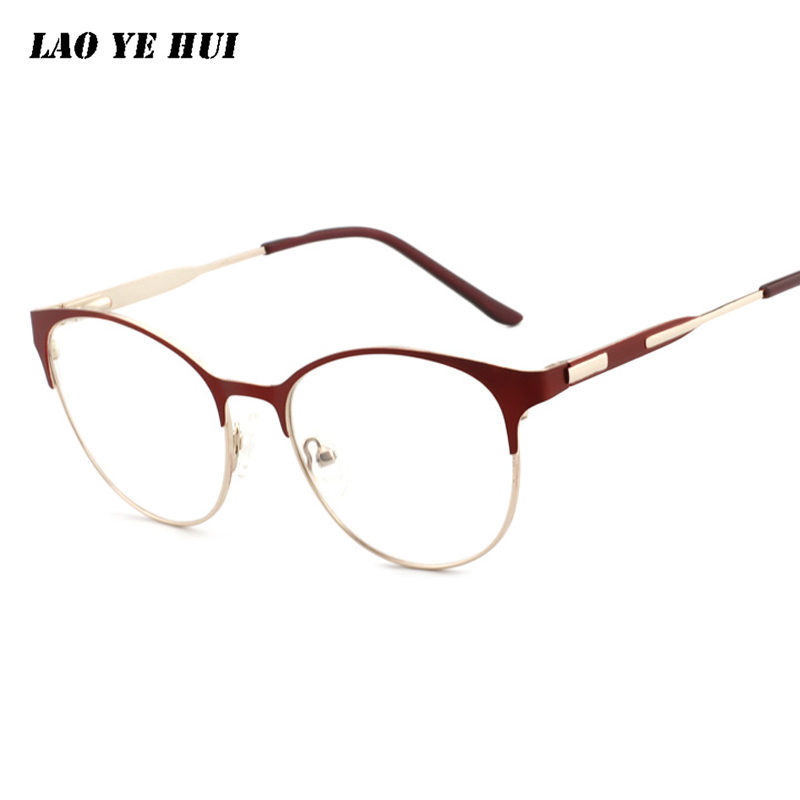 

LAO YE HUI Fashion Metal Half Frame Unisex Glasses Frame Retro Women Men Reading Glass Clear Lens Computer Eyeglass 8097