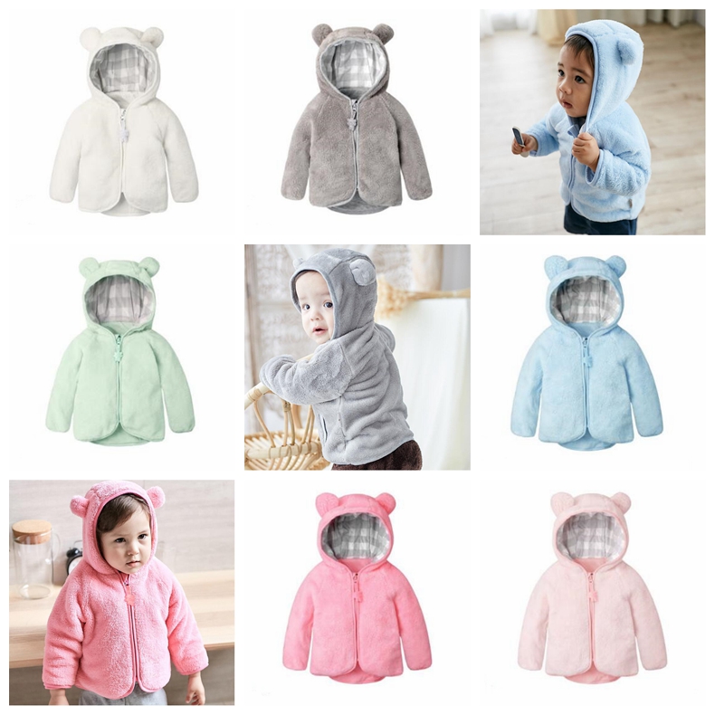 

Kids Designer Clothes Winter Velvet Coats Cartoon Bear Outwear Girls Zipper Fleece Jacket Tops Child Trench Coat Hoodies Sweatshirt D7125