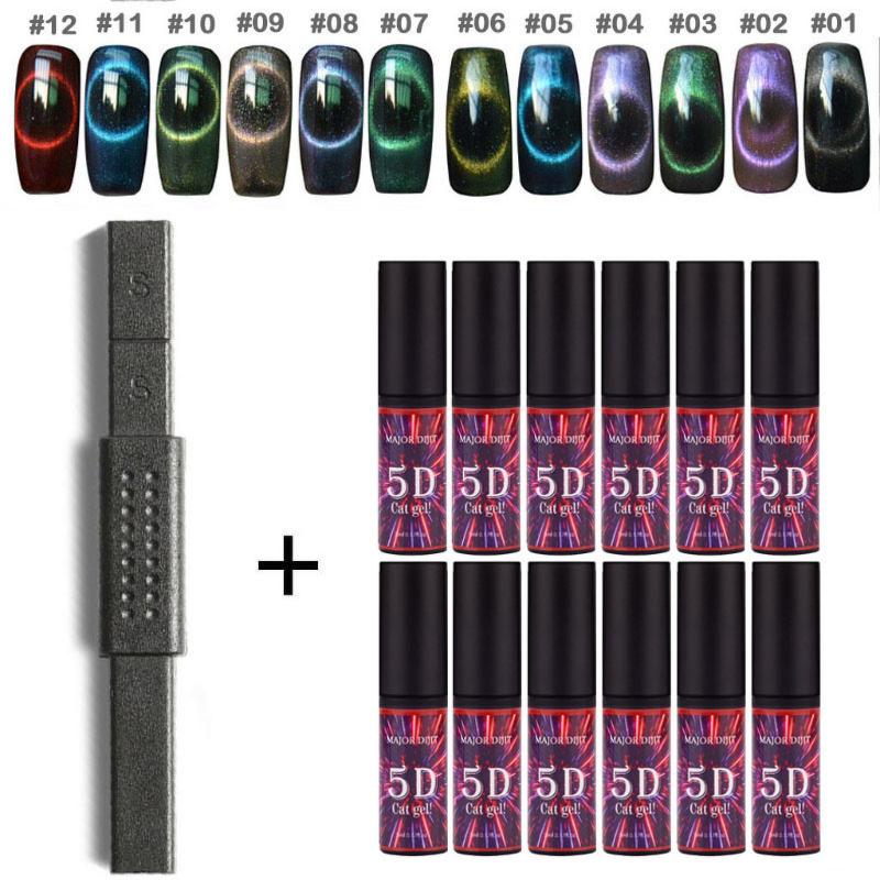 

6Pcs 5ML Cat Eye Gel Nail Polish Nail Art Gel Polish UV LED Magnet Set X#2