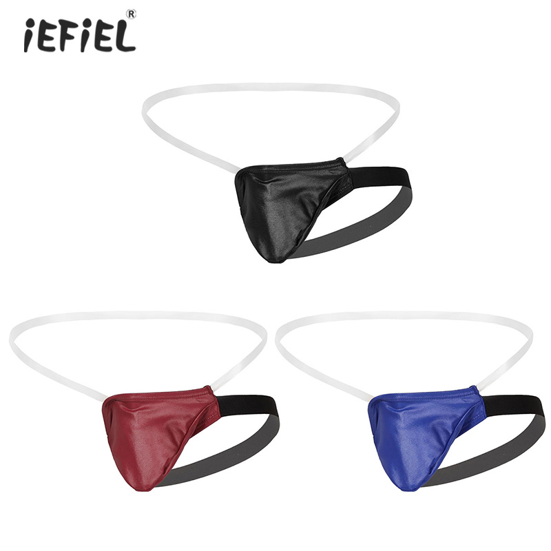 

Men' G-Strings Sexy Mens Erotic Lingerie Mini Thongs Sissy Panties Clear Waistband Backless Breathable Bulge Pouch Briefs Underwear, Black