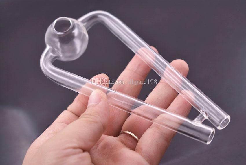 

Clear Double glass Oil Burner Pipe Pyrex ART Smoking oil Tube Pipes Recycler Oil Rigs bong for Smoking Free Shipping