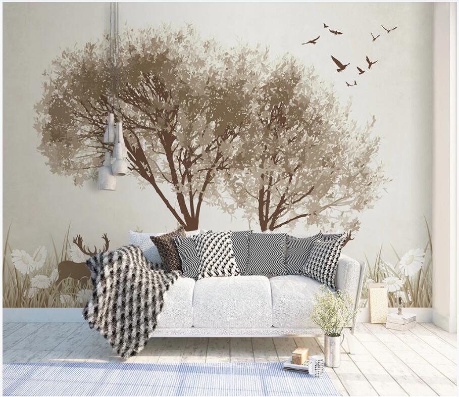 

WDBH custom photo 3d wallpaper European hand painted prairie elk background living room home decor 3d wall murals wallpaper for walls 3 d, Non-woven wallpaper