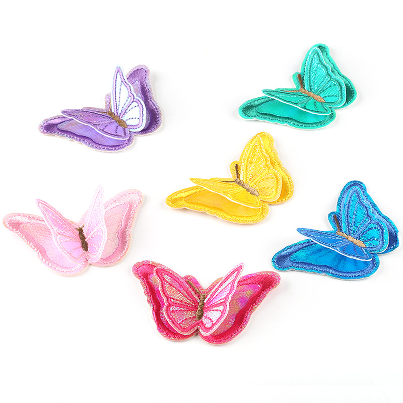 Blue Butterfly Embroidered Patch Iron//Sew on Sewing Soluble Delicate