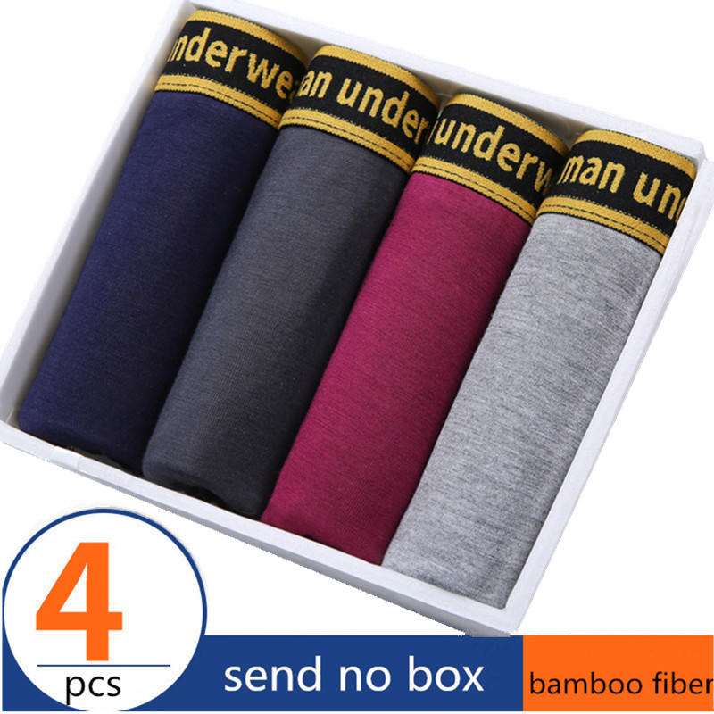 

Boxer Men Solid Bamboo Fiber Breathable Comfortable Underwear Man Boxers Super-elastic Shorts Black Underpants Male Panties Gay