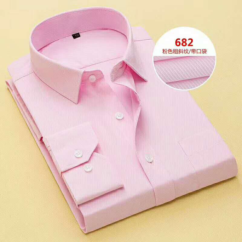 

Brand New Pink/Blue/White Long Sleeve Groom Shirt Men Small pointed collar fold Formal Occasions Dress Shirts NO:03