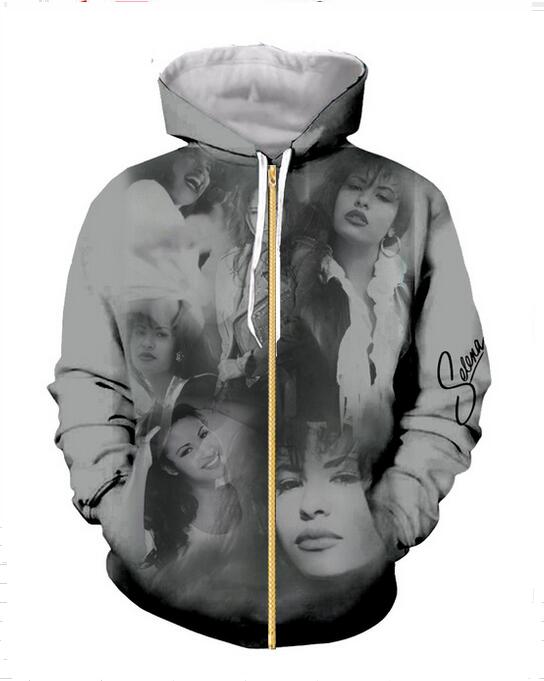 NOUVEAU Mode Mens Sweats à Sweats à Sweats 3D Selena Quintanilla Siger Sweats à capuche à capuche à glissière imprimée Unisexe hip hop occasionne