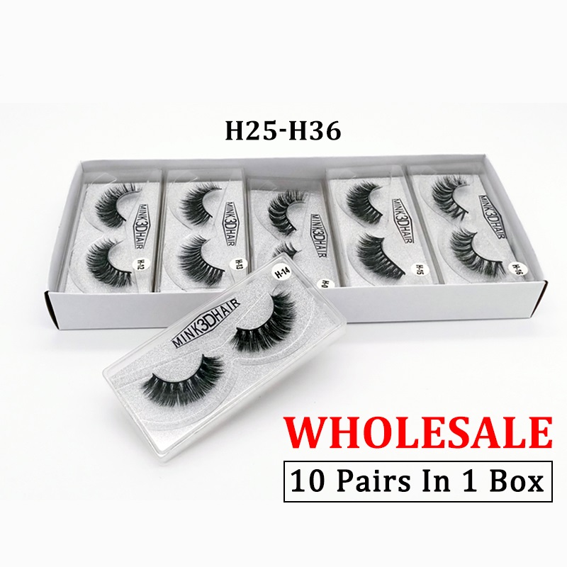

New factory outlet 3d natural mink wholesale lashes 10 pairs false eyelashes black lashes in 1 box full strip 10-Pairs/Pack bulk lot